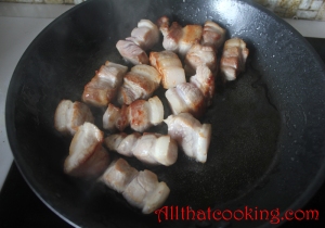 frying the pork